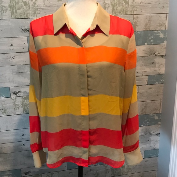 Vince Camuto Tops - Vince Camuto sheer striped blouse with cami sz PL